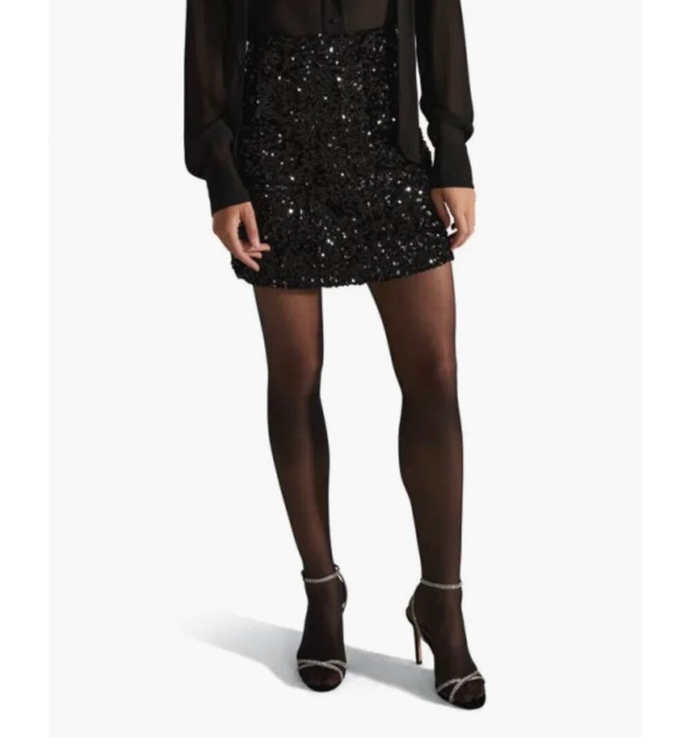 NWT Favorite Daughter Sequin Miniskirt in Midnight Sparkle.
